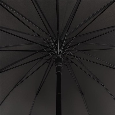 Зонт - трость полуавтоматический, 16 спиц, R = 59 см, цвет чёрный