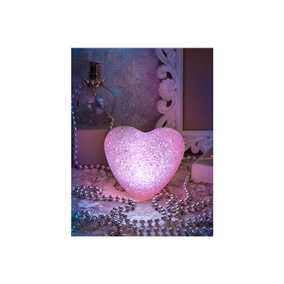 Светильник настольный 11,5*8*8,5 см "Сердце розовое" с белой подсветкой