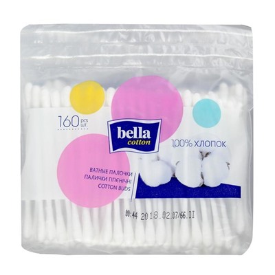 Ватные палочки Bella Cotton, 160 шт. в пакете с веревочками