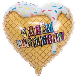 Шар фольгированный 18" «С днём рождения», мороженое
