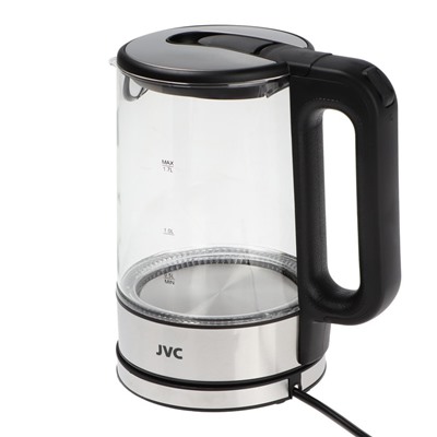 Чайник электрический jvc JK-KE1520, стекло, 1.7 л, 2200 Вт, серебристо-чёрный