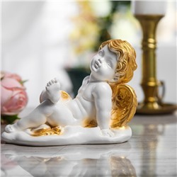 Статуэтка "Ангел лежащий" бело-золотая