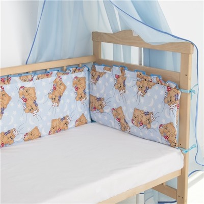 Комплект в кроватку "Спящие мишки" (2 предмета), цвет голубой 15152