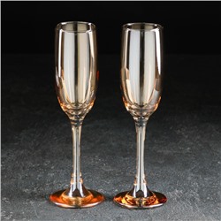 Набор бокалов для шампанского Доляна «Кьянти», 170 мл, 6,5×22 см, 2 шт, цвет золотой