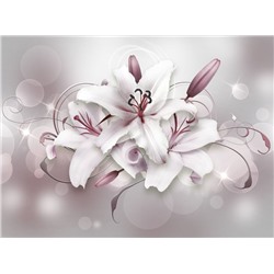 3D Фотообои  «Сияющие пудровые лилии»