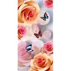 3D Фотообои «Бабочки на фоне роз»