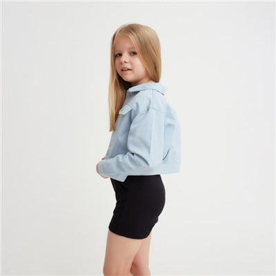 Рубашка для девочки джинсовая, укороченная KAFTAN, размер 30 (98-104 см), цвет голубой