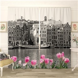 Фотошторы Амстердам и тюльпаны