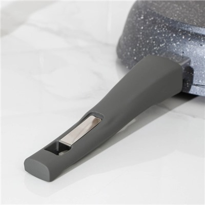 Сковорода «Гранит», d=24 см, съёмная ручка, антипригарное покрытие, стеклянная крышка, цвет серый