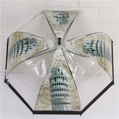 Зонт - трость полуавтоматический «Башни», 8 спиц, R = 40 см, цвет МИКС