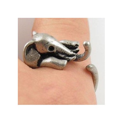 KL007-2 Кольцо Слон безразмерное, металл, цвет серебр.