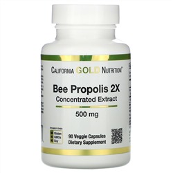 California Gold Nutrition, Прополис 2X, концентрированный экстракт, 500 мг, 90 растительных капсул