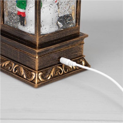 Светодиодная фигура «Дед Мороз и заяц» 10.5 × 27 × 10.5 см, пластик, батарейки ААх3 (не в комплекте), USB, свечение тёплое белое
