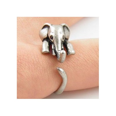 KL007-2 Кольцо Слон безразмерное, металл, цвет серебр.