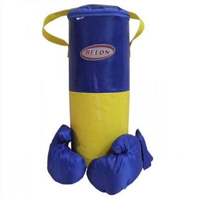 Belon Набор для бокса НБ-006-НТ1 Груша м. цилиндр 40смхd15см (тент) + перчатки цв. желтый/ синий