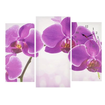 Часы настенные модульные «Фиолетовые орхидеи», 60 × 80 см
