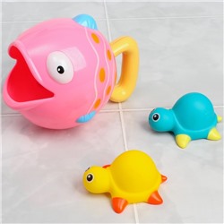 Набор игрушек для игры в  ванне «Рыбка и черепашки», розовая