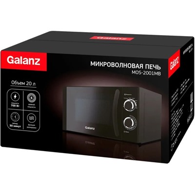 Микроволновая печь Galanz MOS-2001MB, 700 Вт, 20 л, чёрная