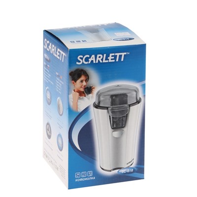 Кофемолка Scarlett SC-010, 180 Вт, 90 гр, вместимость 4 чашки, белая