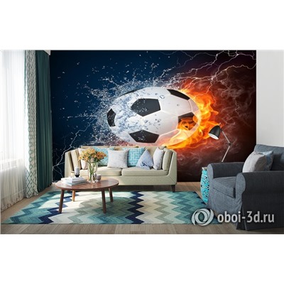 3D Фотообои «Огненный футбольный мяч»