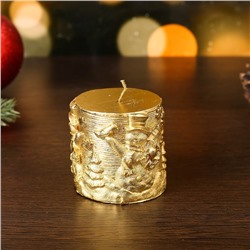 Свеча новогодняя "Снеговики" 6,5х7, золотая
