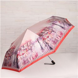Зонт автоматический, облегчённый, 3 сложения, 8 спиц, R = 51 см, цвет красный