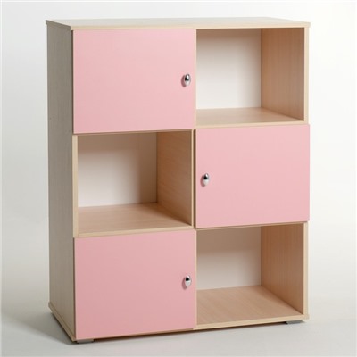 Шкаф «Алёнка», 810 × 1020 × 420, Дуб молочный/Розовый