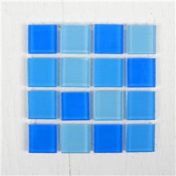 Мозаика стеклянная на клеевой основе № 26, цвет оттенки голубого, размер 1 шт: 2.5 × 2.5 см