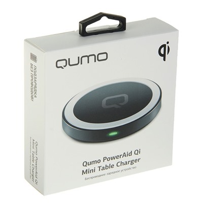 Беспроводное зарядное устройство Qumo, настольное, 1.5 А, чёрное