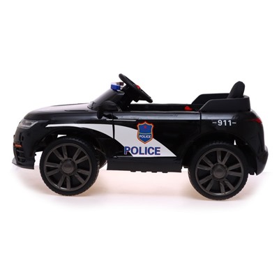 Электромобиль POLICE, EVA колеса, кожаное сидение, громкоговоритель, цвет чёрный глянец