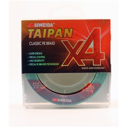 Леска плетеная Siweida Taipan Classic PE Braid X4 135м 0,37мм (27,30кг) светло-зеленая