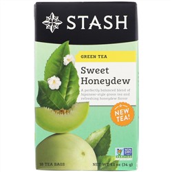 Stash Tea, зеленый чай, сладкая белая дыня, 18 чайных пакетиков, 1,1 унц. (34 г)