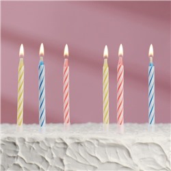 Свечи для торта незадуваемые "Спираль", набор: 10 шт и 10 подставок