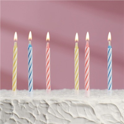 Свечи для торта незадуваемые "Спираль", набор: 10 шт и 10 подставок