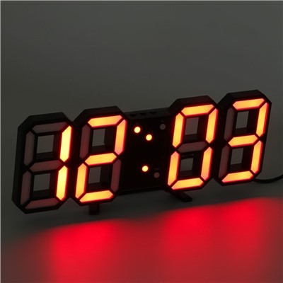 Часы настольные электронные "Цифры", красная индикация, 9.5 x 23 см, от USB