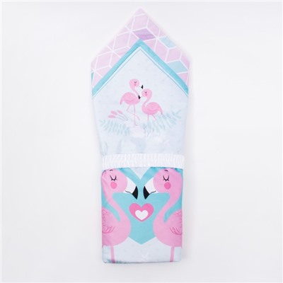 Конверт-одеяло из велюра Крошка Я "Flamingo", голубой, 100х100 см