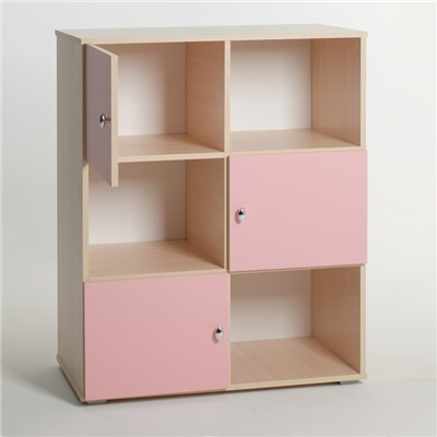 Шкаф «Алёнка», 810 × 1020 × 420, Дуб молочный/Розовый