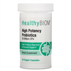 HealthyBiom, Высокоэффективные пробиотики, 50 млрд КОЕ, 90 растительных капсул