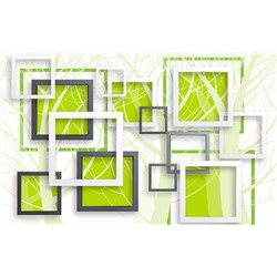 3D Фотообои «Объемные зеленые квадраты»