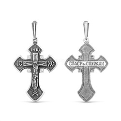 Крест из серебра с чернением и фианитами - 5,2 см к3-002ч200