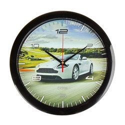Часы настенные, серия: Транспорт, "Спортивное авто", плавный ход, d=28 см