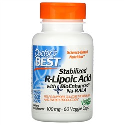 Doctor's Best, Стабилизированная R-липоевая кислота Best, 100 мг, 60 растительных капсул