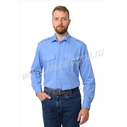 Рубашка охранника в заправку дл. рукав (голубая) оптом