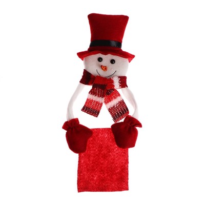 Одежда на бутылку «Снеговик шарф в полоску», с конвертом для пожеланий