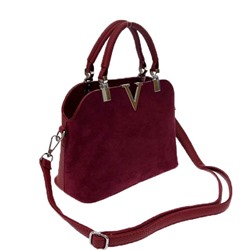 Миниатюрная сумочка Valentiggo с ремнем через плечо из искусственной замши и эко-кожи цвета спелой вишни.