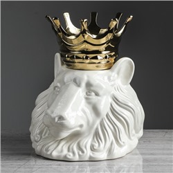 Кашпо "Голова льва с короной" белое