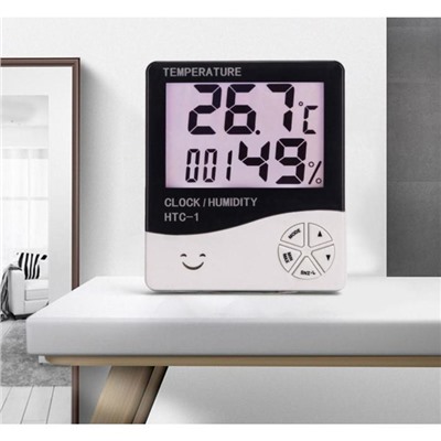 Часы-будильник электронные "Бируни", термометр, гигрометр, 10 х 10 см