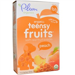 Plum Organics, Детские органические снеки из мягких фруктовых кусочков Teensy Fruits, персик, от 12 месяцев, 5 упаковок, весом 10 г (0,35 унции) каждая