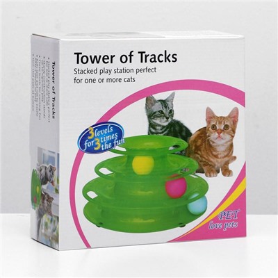 Игровой комплекс для кошек с 3 шариками, 24,5 х 24,5 х 13 см, картонная коробка, микс цветов