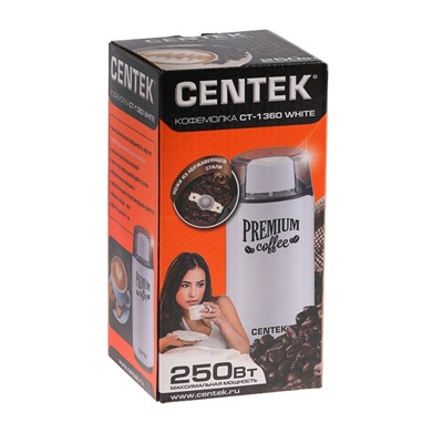 Кофемолка Centek CT-1360, 250 Вт, 45 грамм, белая